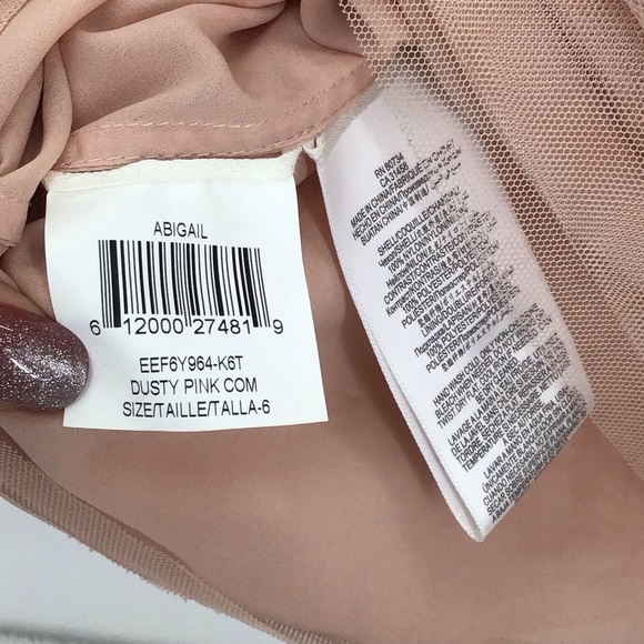 BCBGMaxAzaria Abigail Lace Sequined Wedding Party Cocktail Dress Blush Size 6 - Picture 9 of 10